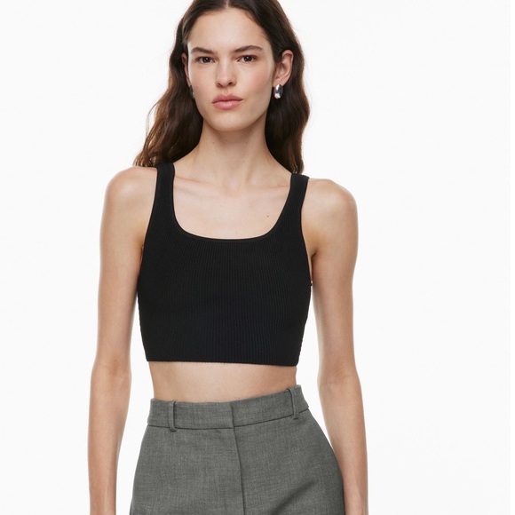 Aritzia Babaton Sculpt Knit Square-neck Cropped Tank Top - Picture 1 of 5